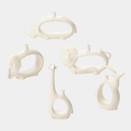 Alfonso Lion Vase-Matte White