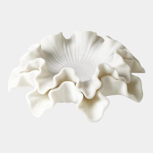 Froisser Marble Ruffle Bowl-White
