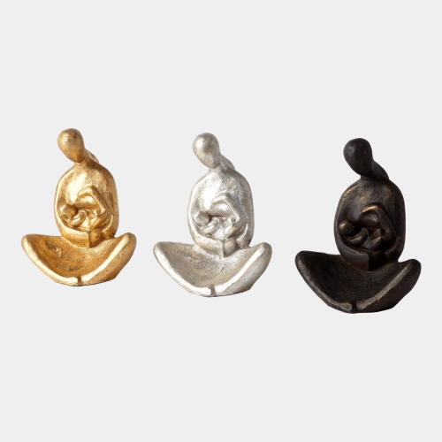 Seated Mother with Infant Sculpture-Silver Leaf