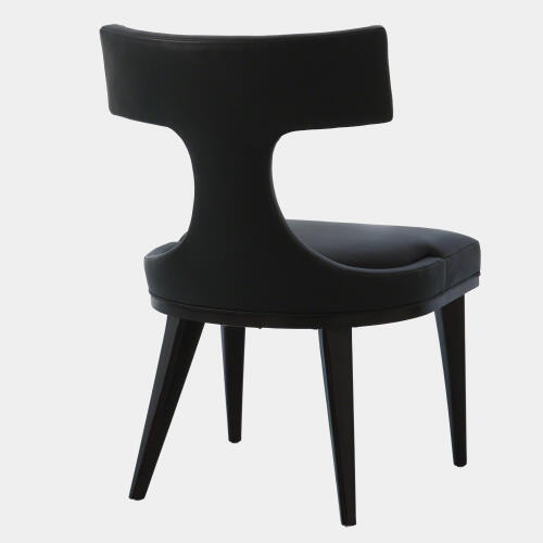 Anvil Back Dining Chair-Black Leather