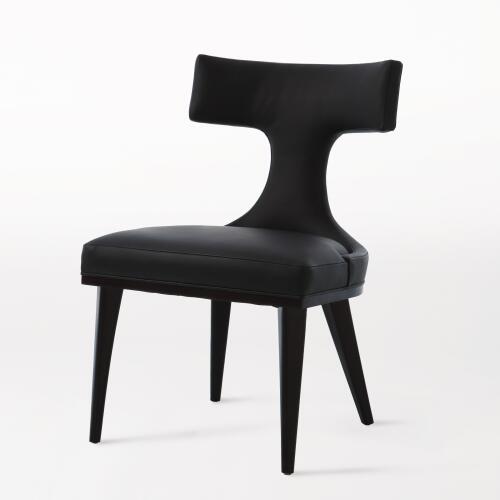 Anvil Back Dining Chair-Black Leather