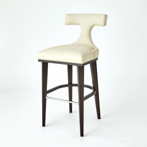 Anvil Back Barstool-Ivory Leather