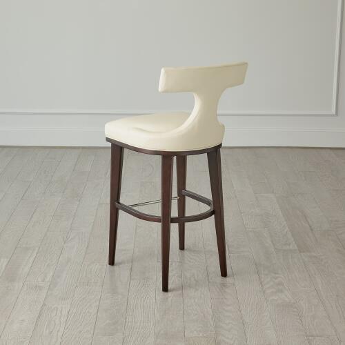 Anvil Back Barstool-Ivory Leather