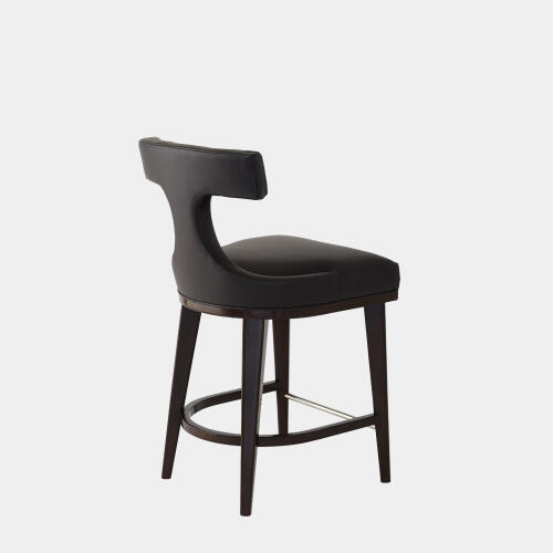 Anvil Back Counter Stool-Black Leather