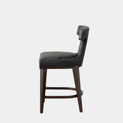Anvil Back Counter Stool-Black Leather