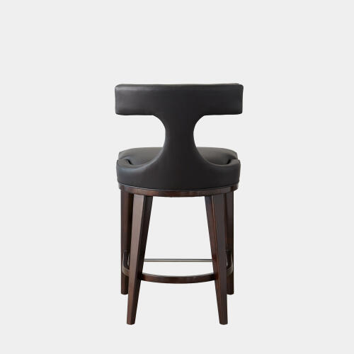 Anvil Back Counter Stool-Black Leather