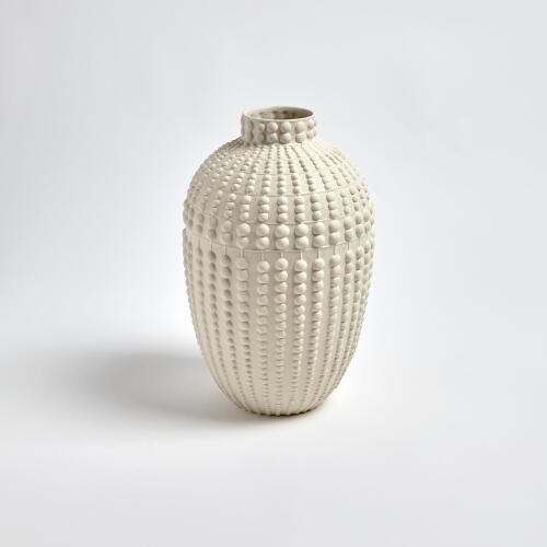 Nail Head Vase-Rustic White