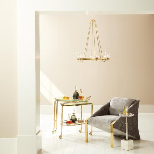 Six Light Chandelier-Shiny Brass