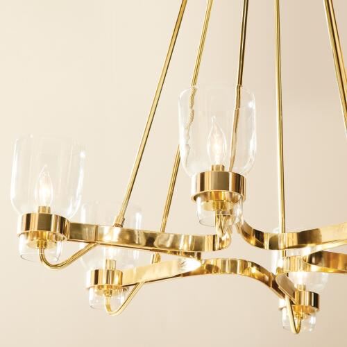 Six Light Chandelier-Shiny Brass