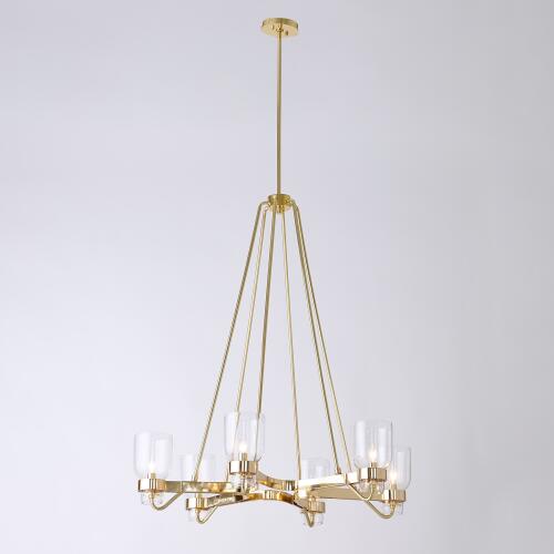 Six Light Chandelier-Shiny Brass