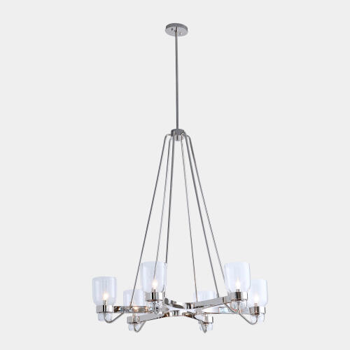 Richard Six Light Chandelier-Shiny Nickel