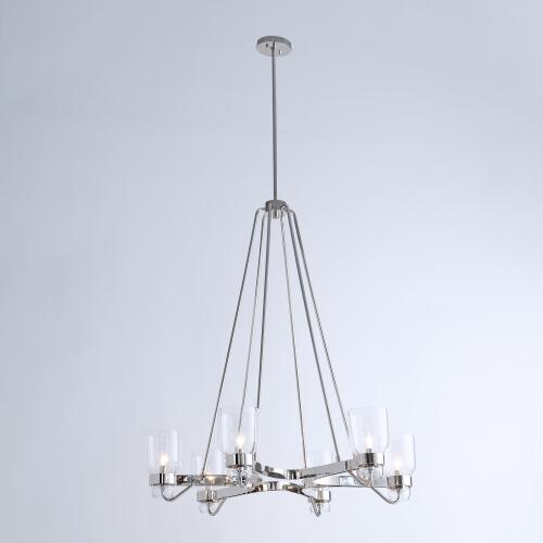 Six Light Chandelier-Shiny Nickel
