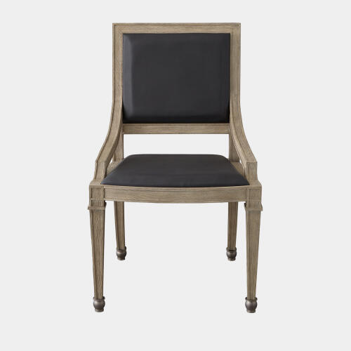 Seine Side Dining Chair-Gray w/Black Leather