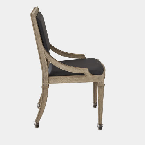 Seine Side Dining Chair-Gray w/Black Leather