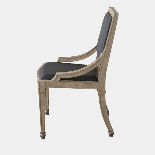 Seine Side Dining Chair-Gray w/Black Leather