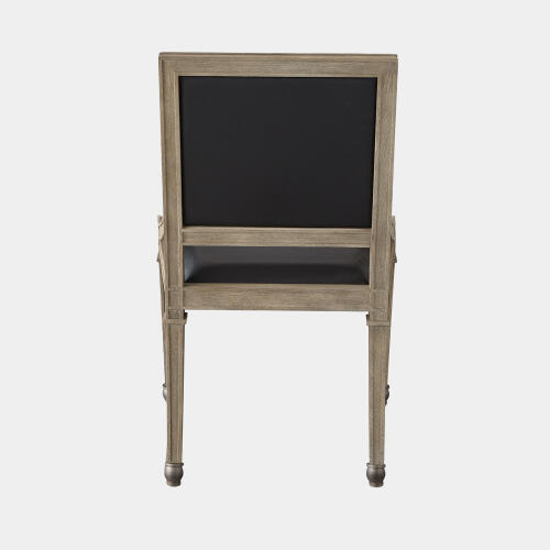 Seine Side Dining Chair-Gray w/Black Leather