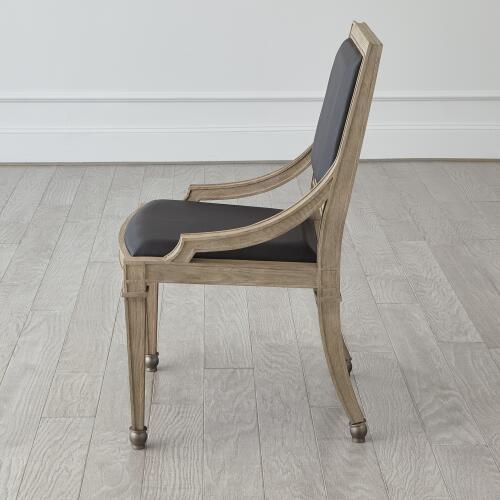 Seine Side Dining Chair-Grey w/Black Leather