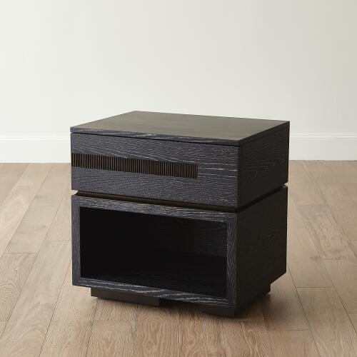 Brazil Bedside Chest-Black Cerused Oak