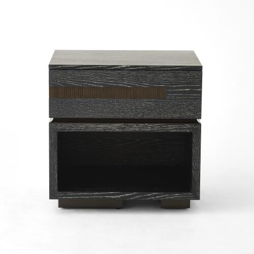 Brazil Bedside Chest-Black Cerused Oak