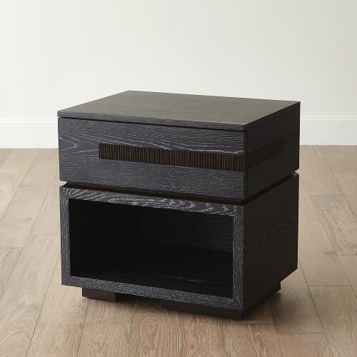 Brazil Bedside Chest-Black Cerused Oak
