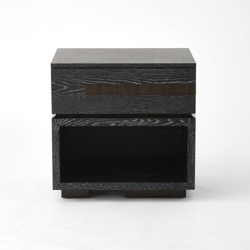 Brazil Bedside Chest-Black Cerused Oak