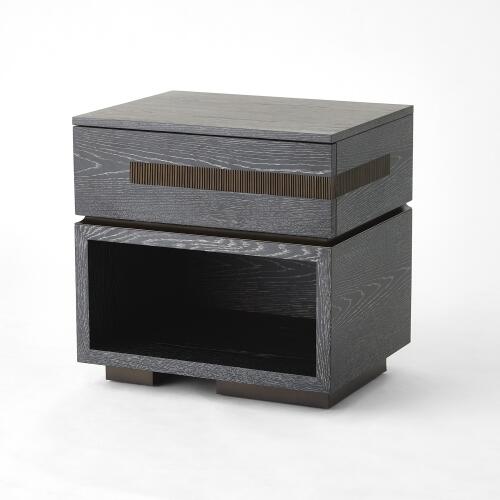 Brazil Bedside Chest-Black Cerused Oak
