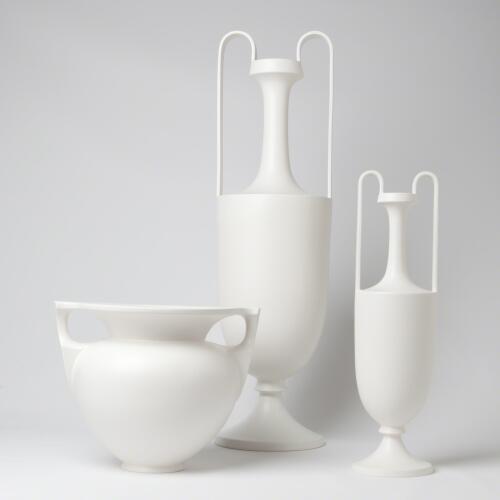 Elongated Grecian Amphora-Matte White