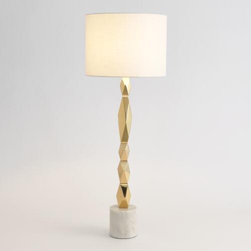 Facet Block Table Lamp-Brass-Short