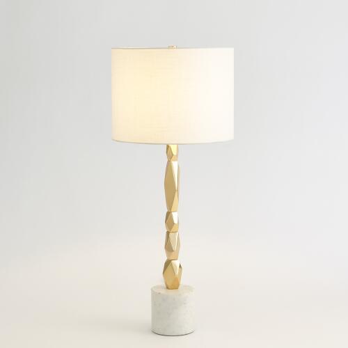Facet Block Table Lamp-Brass-Short