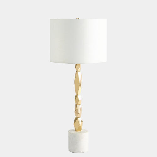 facet block table lamp-brass-short