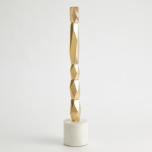 Facet Block Sculpture-Brass