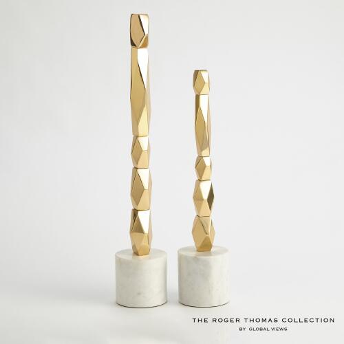 Leonidas Facet Block Sculpture-Brass