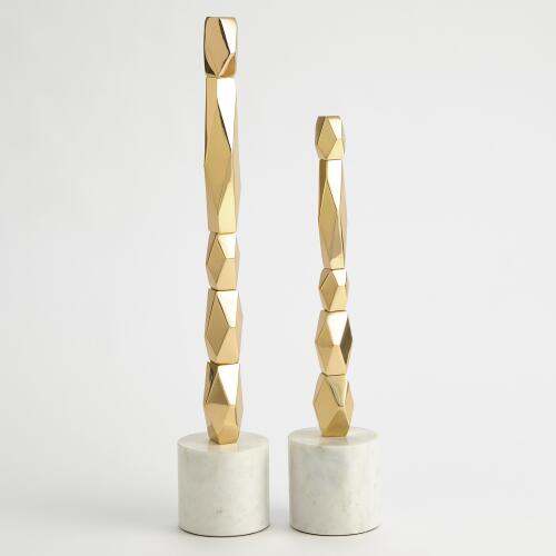 Facet Block Sculpture-Brass