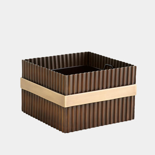 Magic Flute Square Cachepot-Brass/Bronze