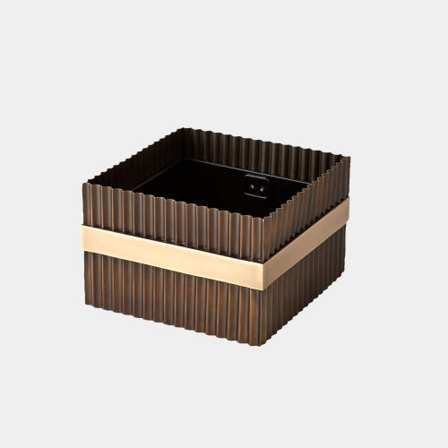 Magic Flute Square Cachepot-Brass/Bronze