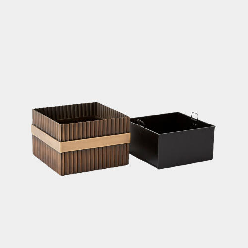 Magic Flute Square Cachepot-Brass/Bronze