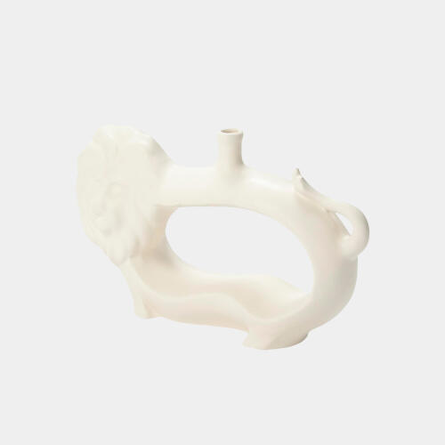 Alfonso Lion Vase-Matte White