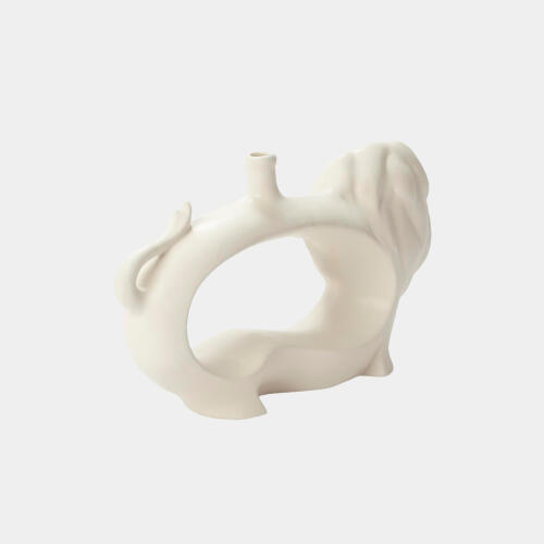 Alfonso Lion Vase-Matte White