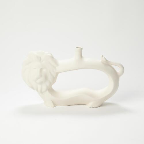 Lion Vase-Matte White