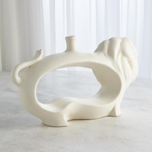 Lion Vase-Matte White