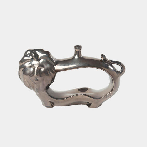 Alfonso Lion Vase-Metallic