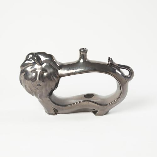 Lion Vase-Metallic