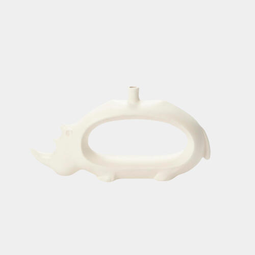 Rhino Vase-Matte White