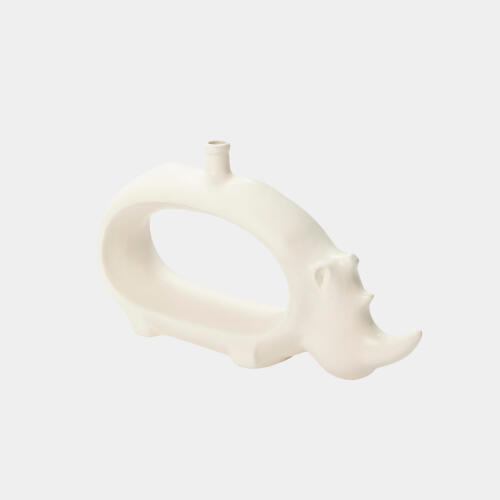 Rhino Vase-Matte White
