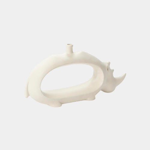 Rhino Vase-Matte White