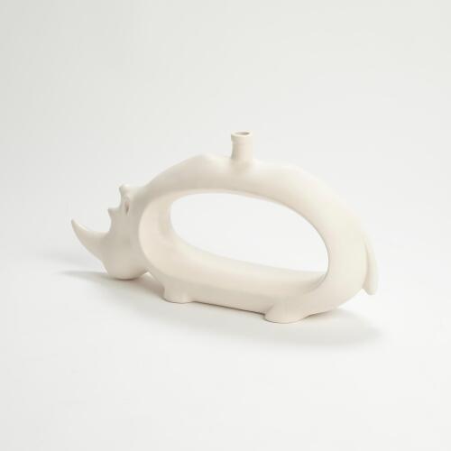 Rhino Vase-Matte White
