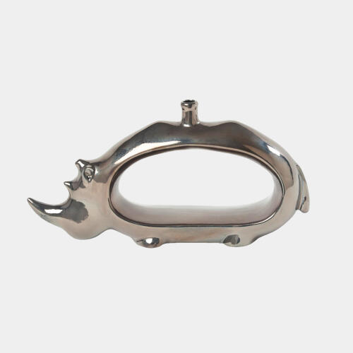 Rhino Vase-Metallic