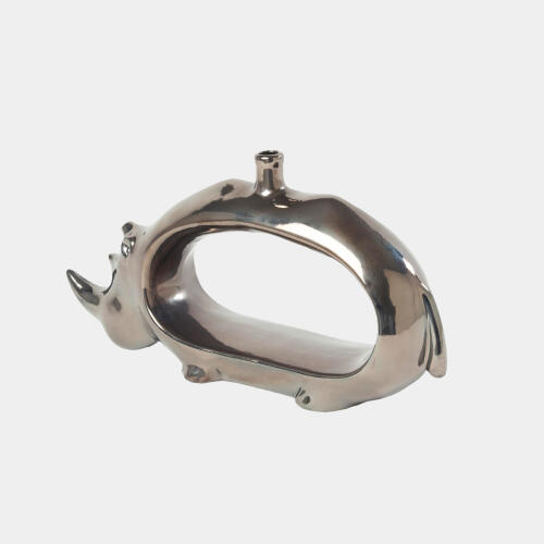 Rhino Vase-Metallic