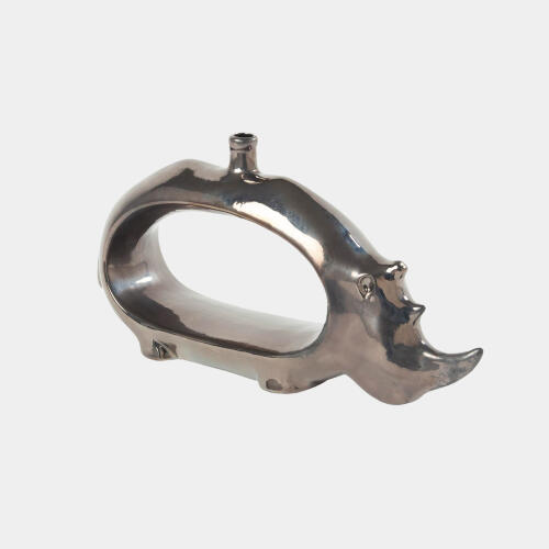 Rhino Vase-Metallic