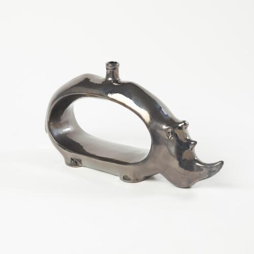 Rhino Vase-Metallic